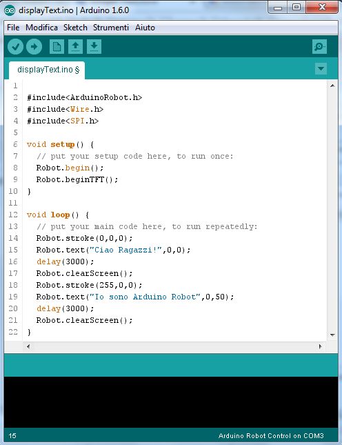 Code of the *Display text* initial program
